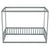 Gray Twin Size Canopy Frame Floor Bed with Fence and Guardrails