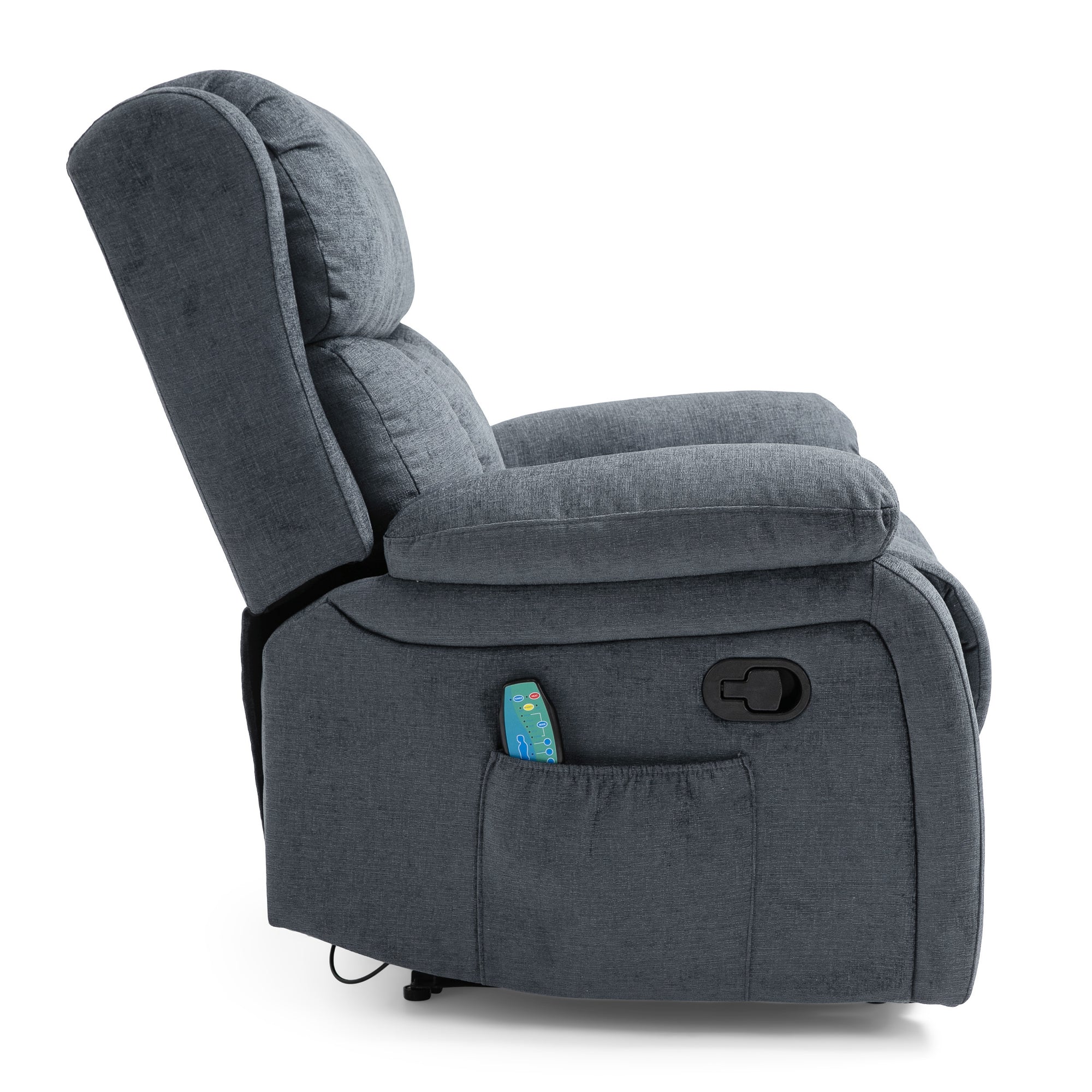 Lumbar Heating & Massage Recliner In Charcoal Fabric