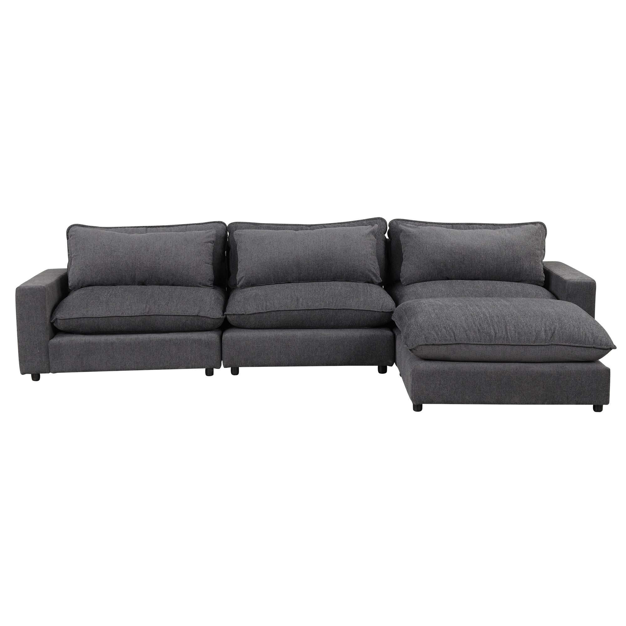 Lisbon Sectional Sofa with Movable Ottoman in Grey