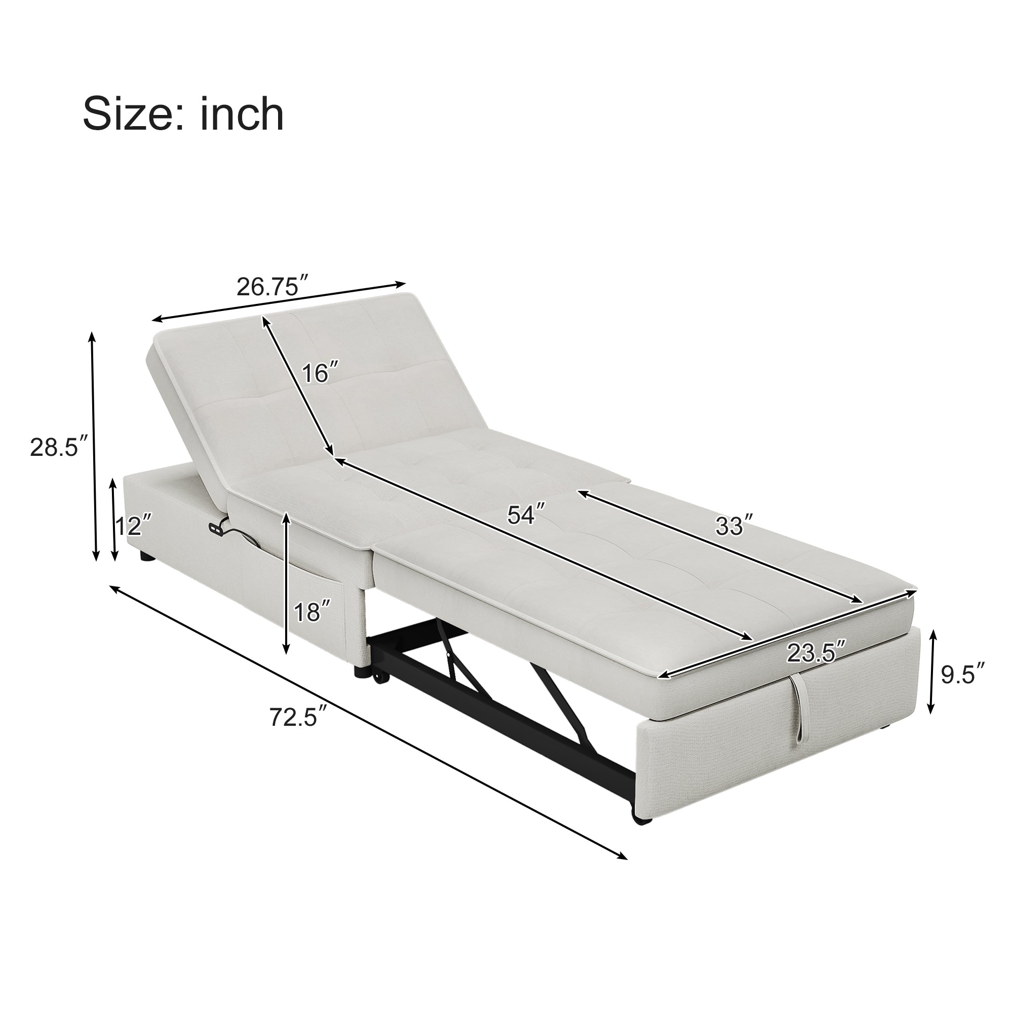 Offwhite 4-in-1 Sofa Bed Chair