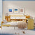 Wooden L-Shape Daybed with Storage Cabinets and Drawers Multi-functional Bed with Desk and Bookshelf In Natural and White