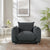 Sherpa Accent Chair, 42" Single Sofa for Bedroom & Living Room, Black Fabric, Comfortable Design