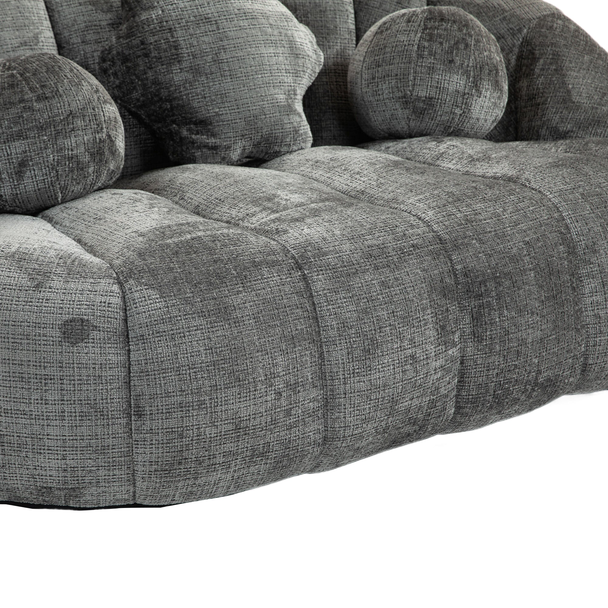 Gray Chenille Bean Shape 2-Seater Lazy Sofa