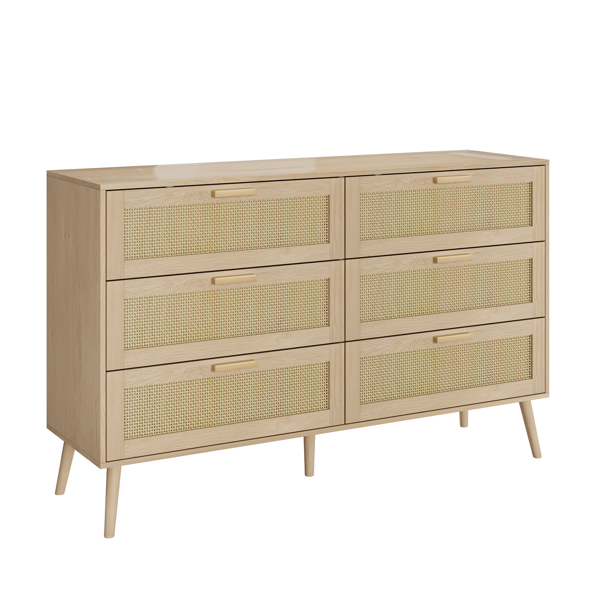 50&quot; Natural Tone Rattan 6 Drawer Chest