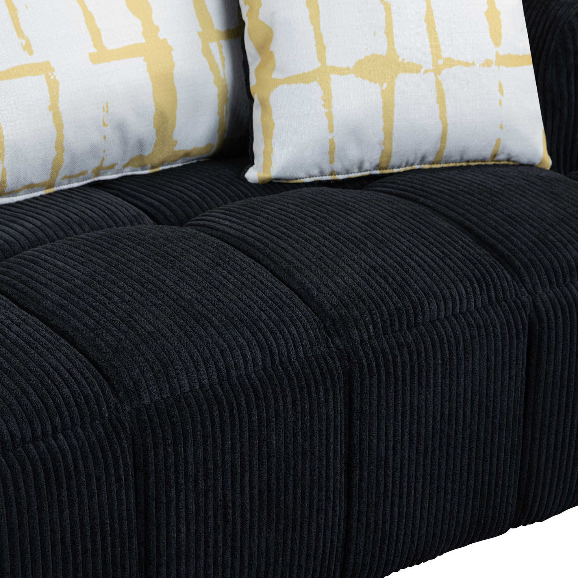 Accra 2-Seat Minimal Corduroy Sofa in Black