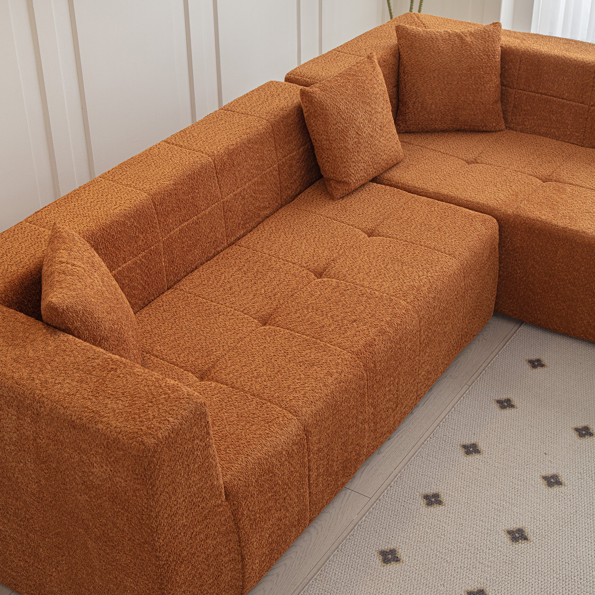 Harare 3-Seat Modular Sofa in Burnt Orange Brown