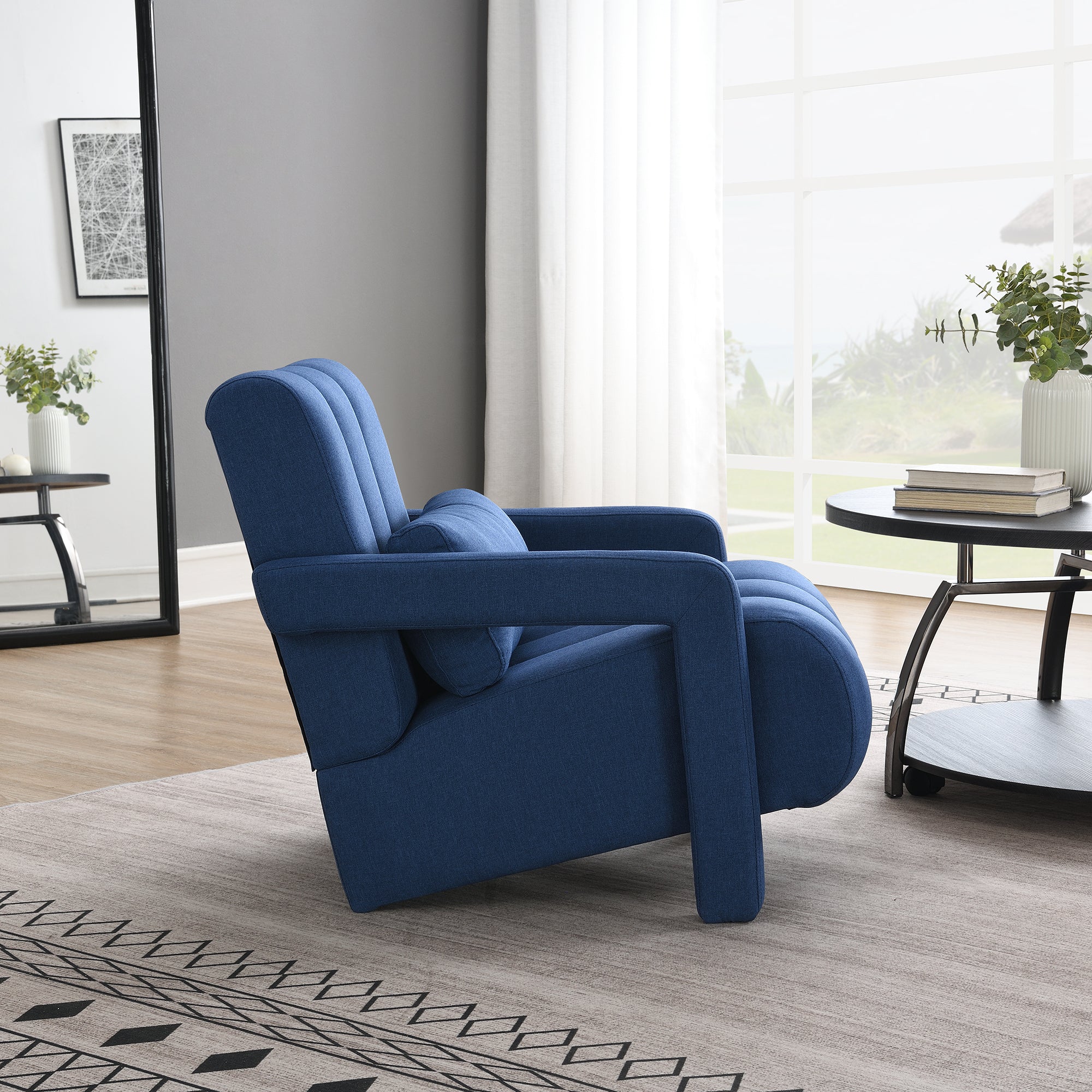 Modern Navy Blue Upholstered Accent Chair