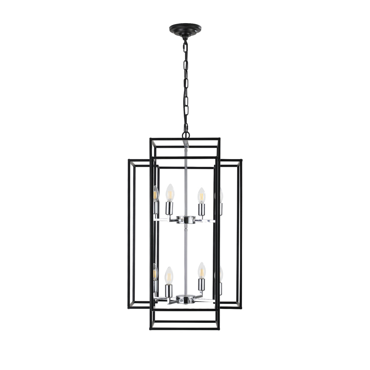 8-Light Farmhouse Chrome Foyer Chandelier
