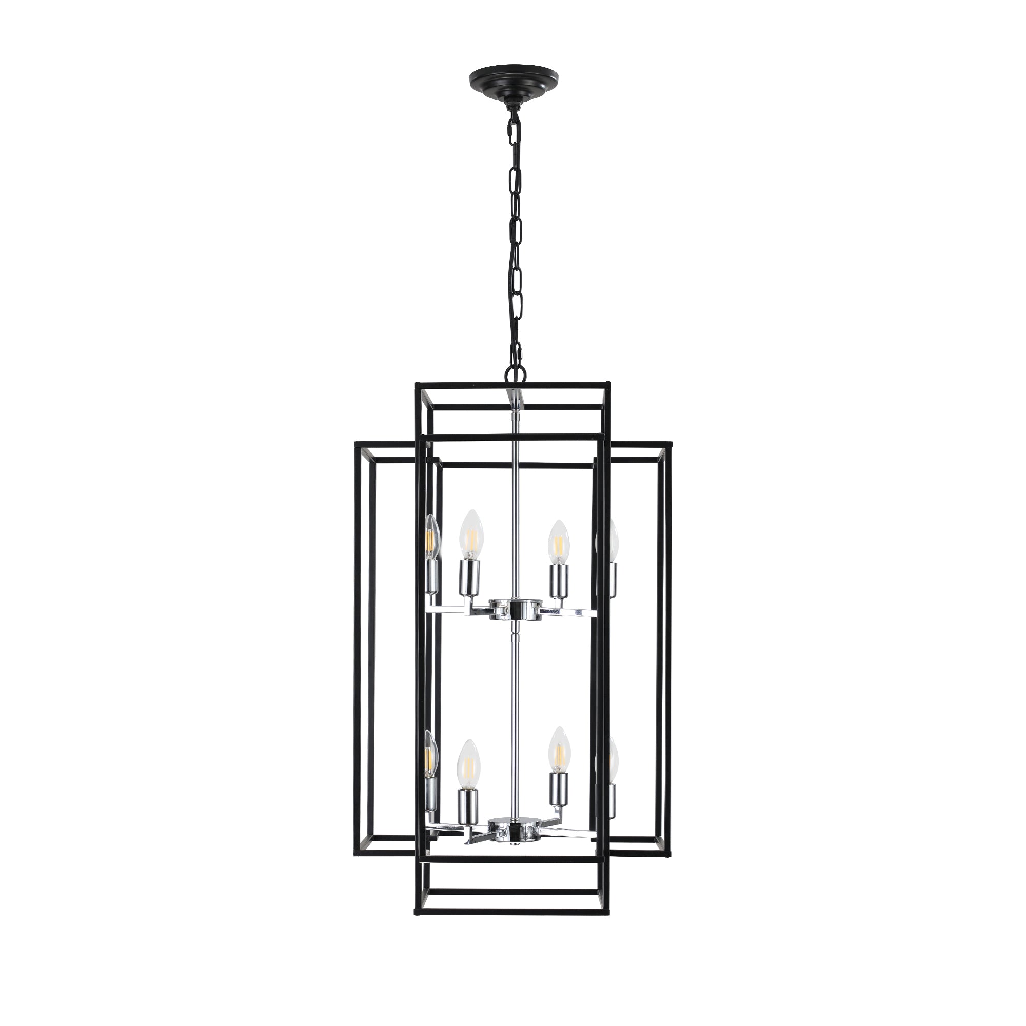 8-Light Farmhouse Chrome Foyer Chandelier