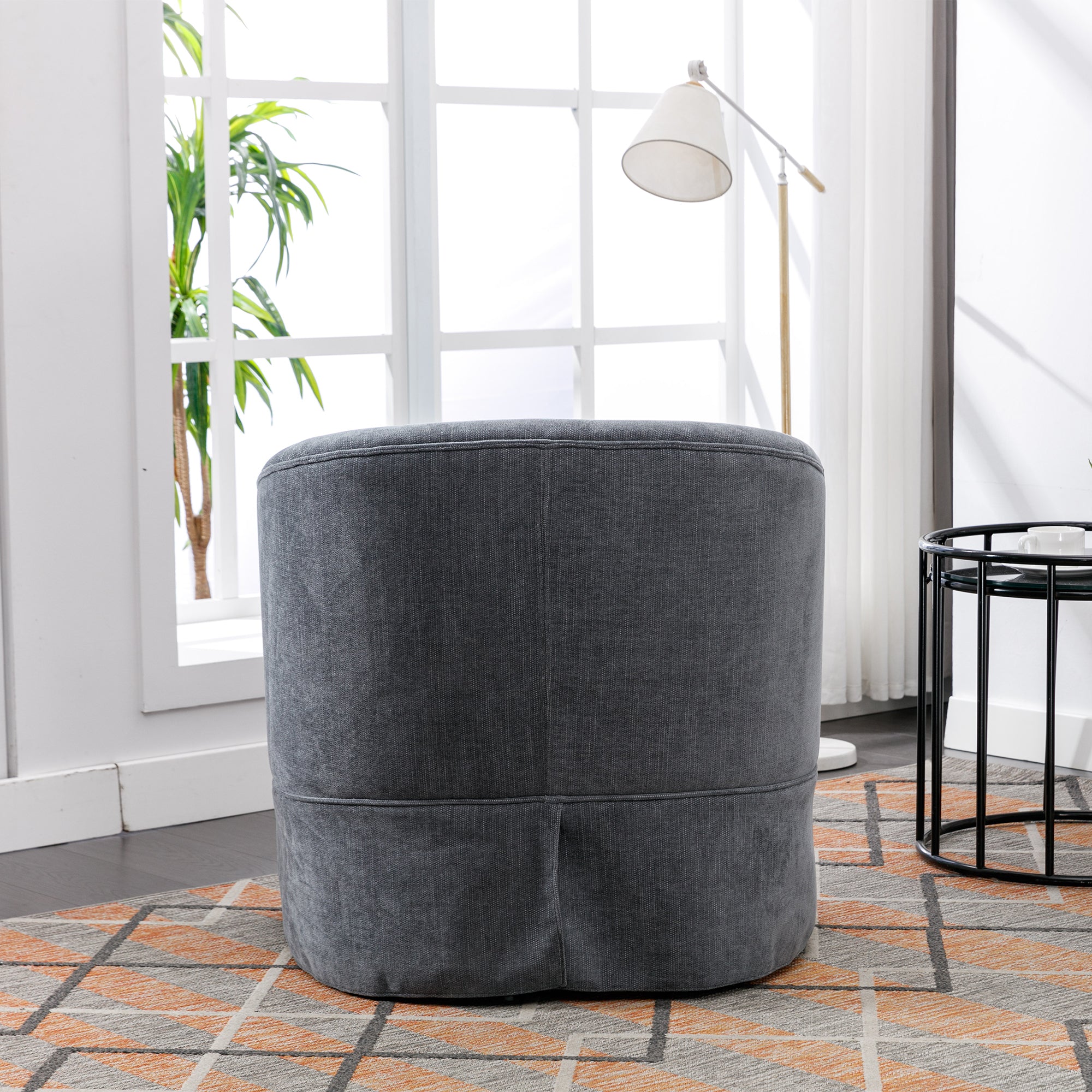 Gray Linen Blend Swivel Accent Armchair