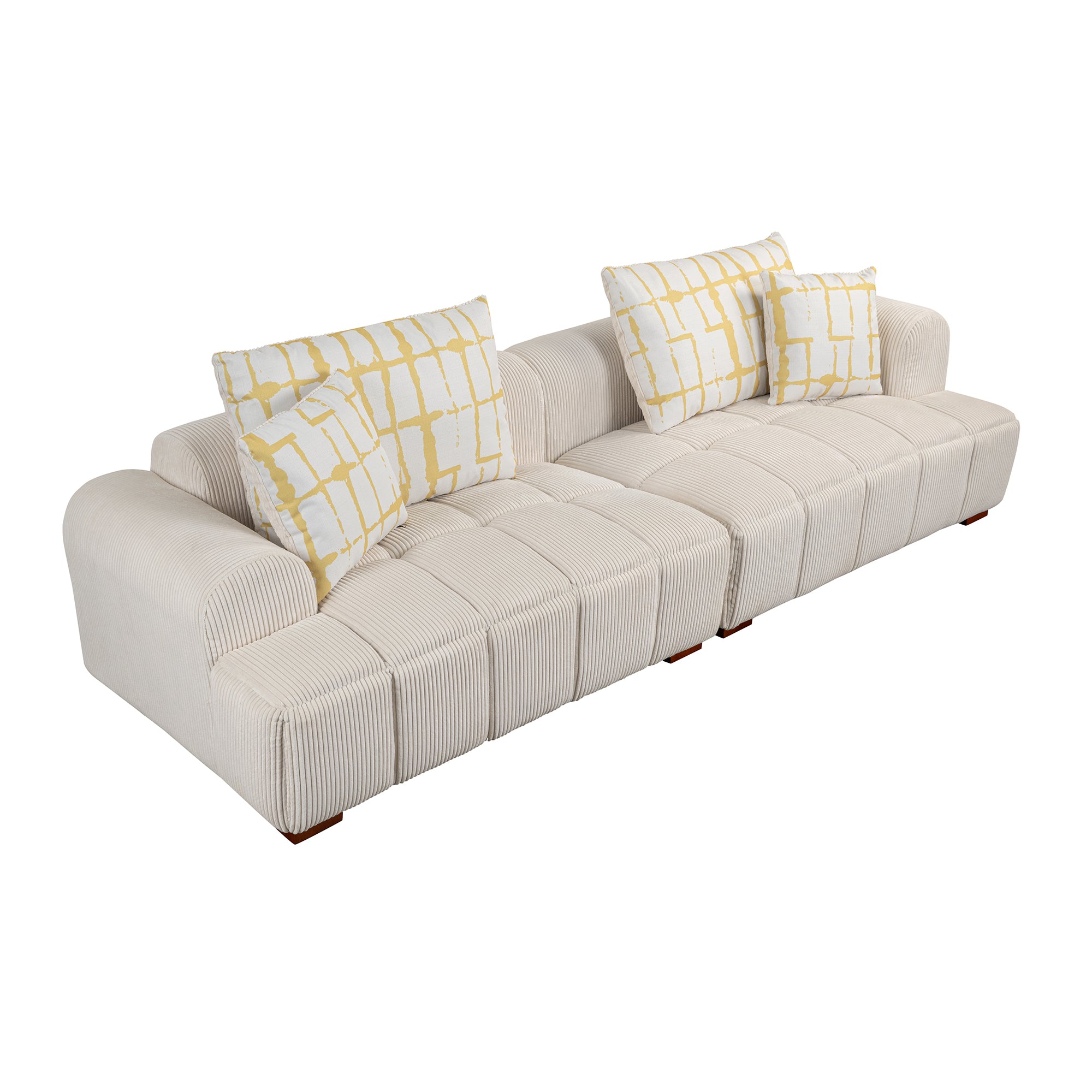 Accra 2-Seat Minimal Corduroy Sofa in Beige