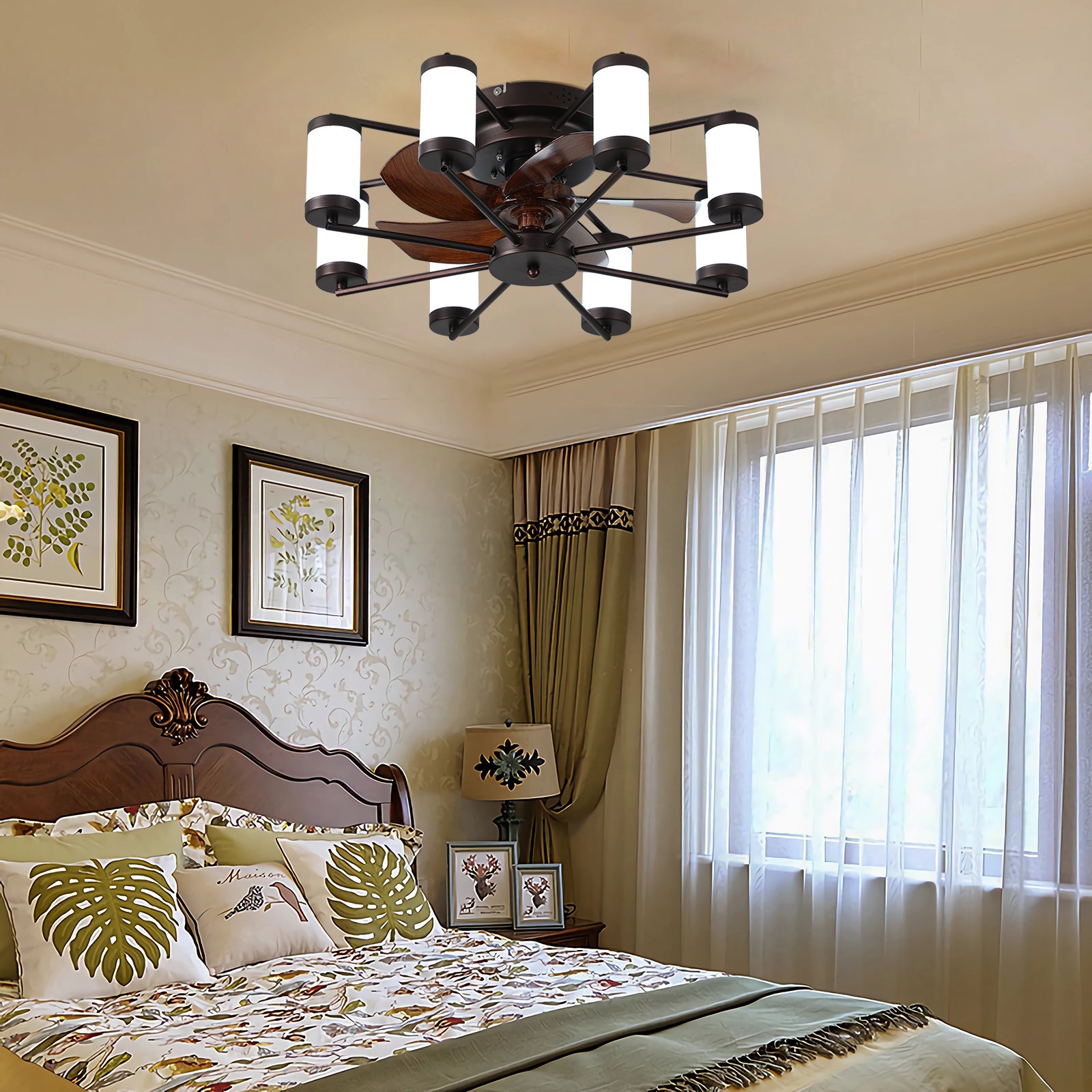 Aestin's 5 Blade Coffee Ceiling Fan with Dimmable LED Light