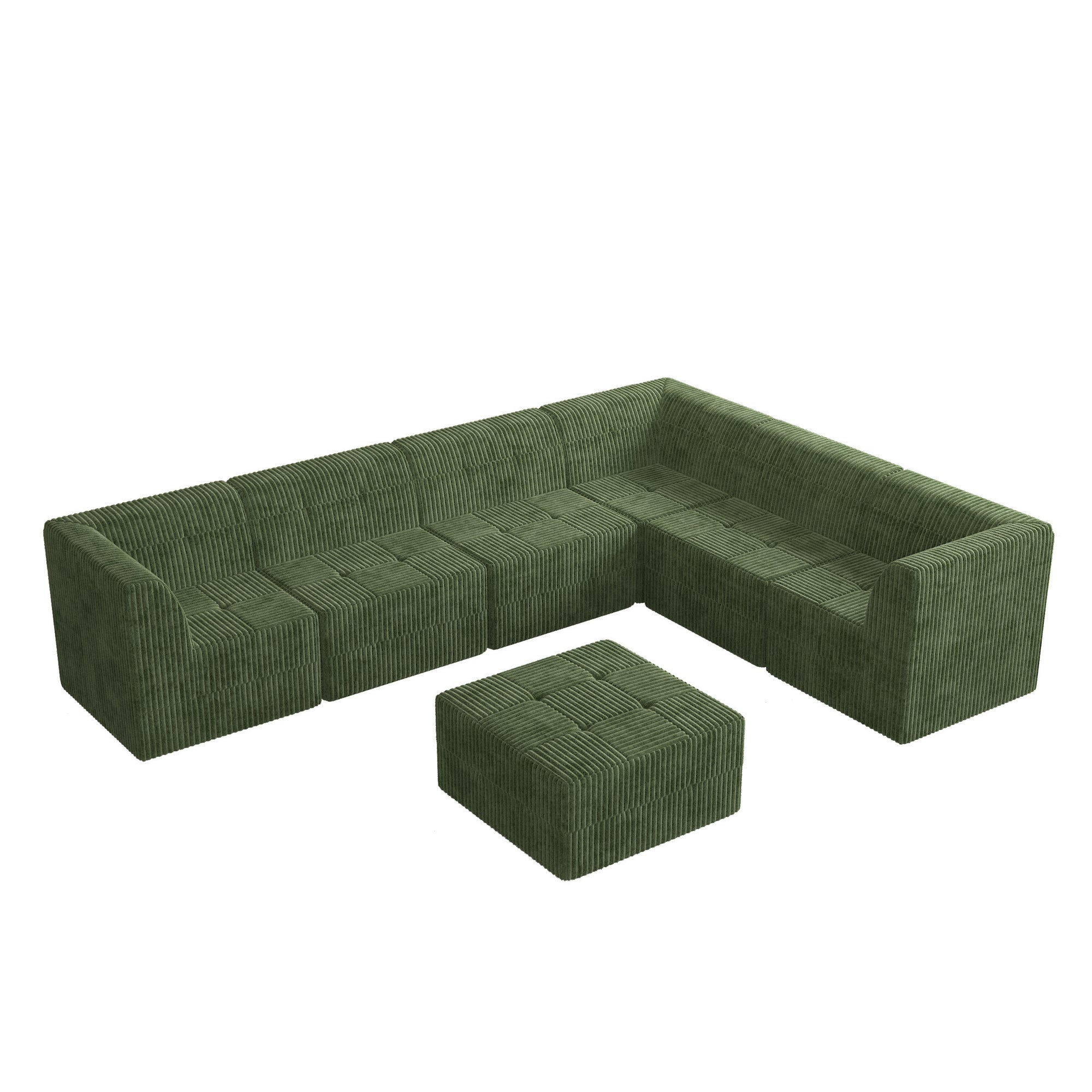 7-Seater Modular Foam Sofa In Green Minimalist Design