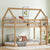 White Oak Twin Over Twin Rubber Wood House-Shaped Bunk Bed with Ladder & Guardrails