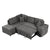 Dark Gray Chenille Pull-Out Sofa Bed with Storage Ottomans and Wireless Charger