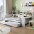 Wooden Twin Size Daybed with Storage Shelves and Study Desk In Antique White