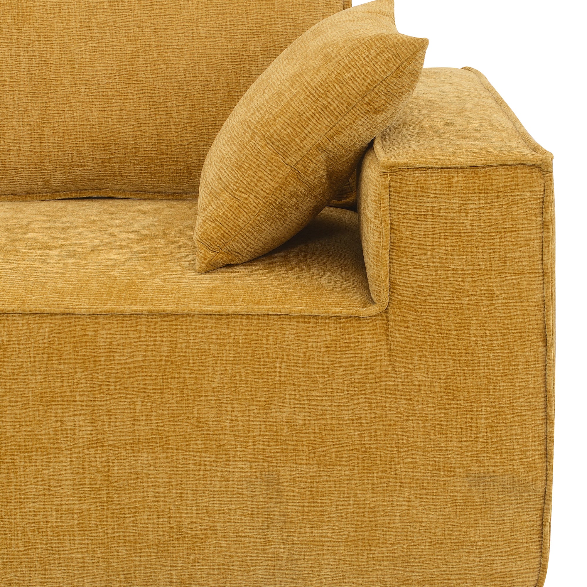 Cairo 4-Seat Modular Wrinkle-Resistant Chenille Sofa in Yellow