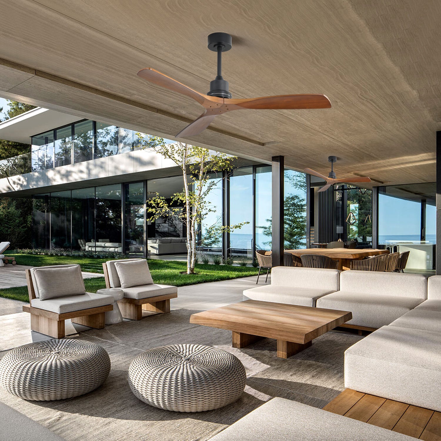 52" Nordic Inspired Black Ceiling Fan With Remote