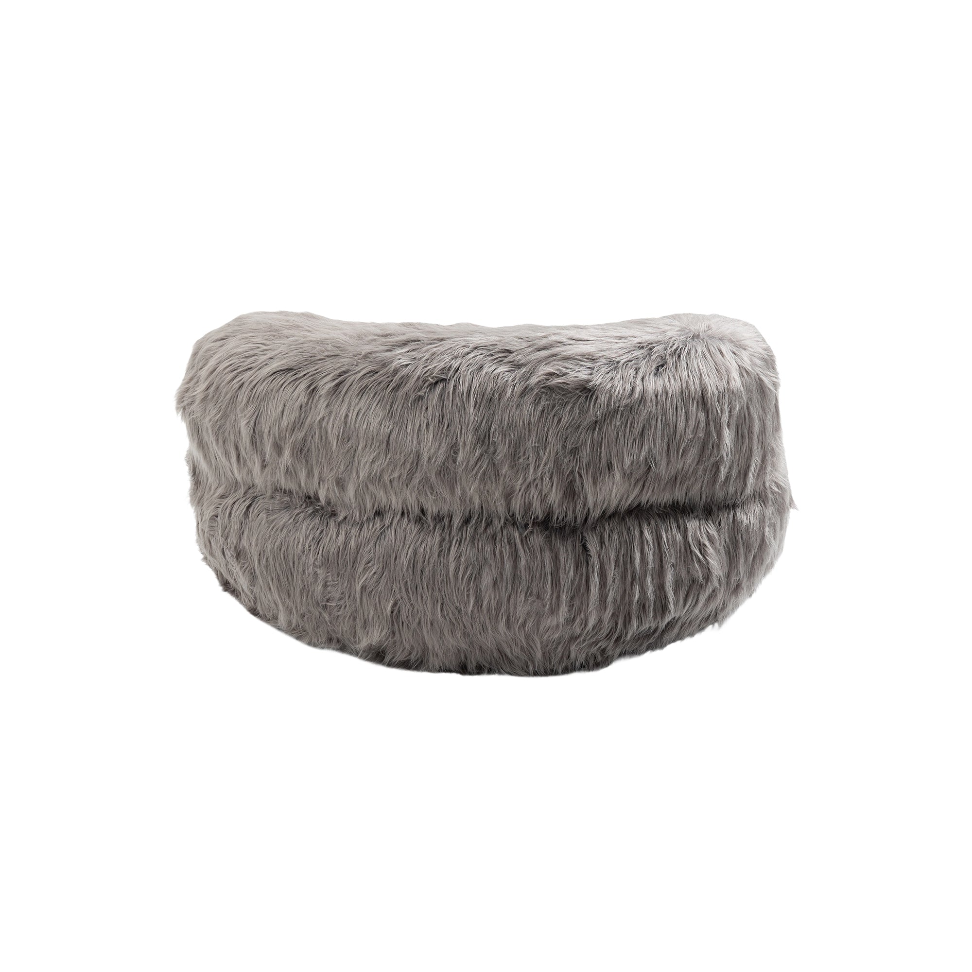 Shaggy Bean Bag Chair with Ottoman and Handle In Gray