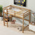 White Oak Twin High Loft Bed with Desk, Rubber Wood Frame