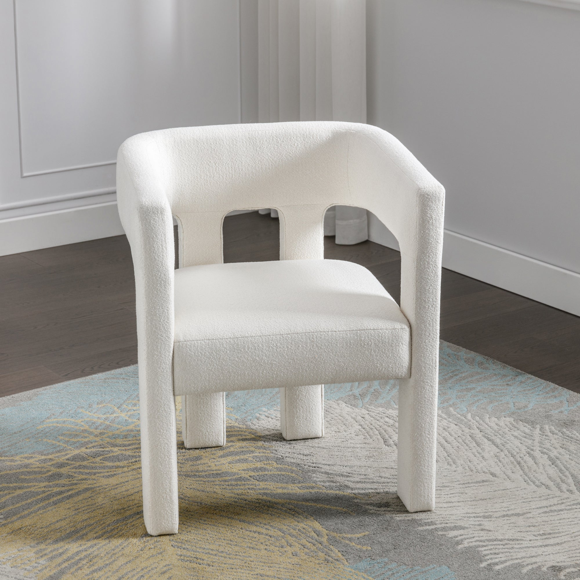 Contemporary Beige Fabric Upholstered Accent Chair