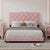 Full Size Upholstered Bed Frame with Rivet Design Modern Velvet Platform Bed with Tufted Headboard In Pink