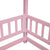 Pink Full-Size Toddler Floor Wooden Bed with House Roof Frame & Fence Guardrails