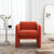 Arm Chair with Waved Arms, Orange Teddy Fabric, Accent Chair for Living Room and Bedroom