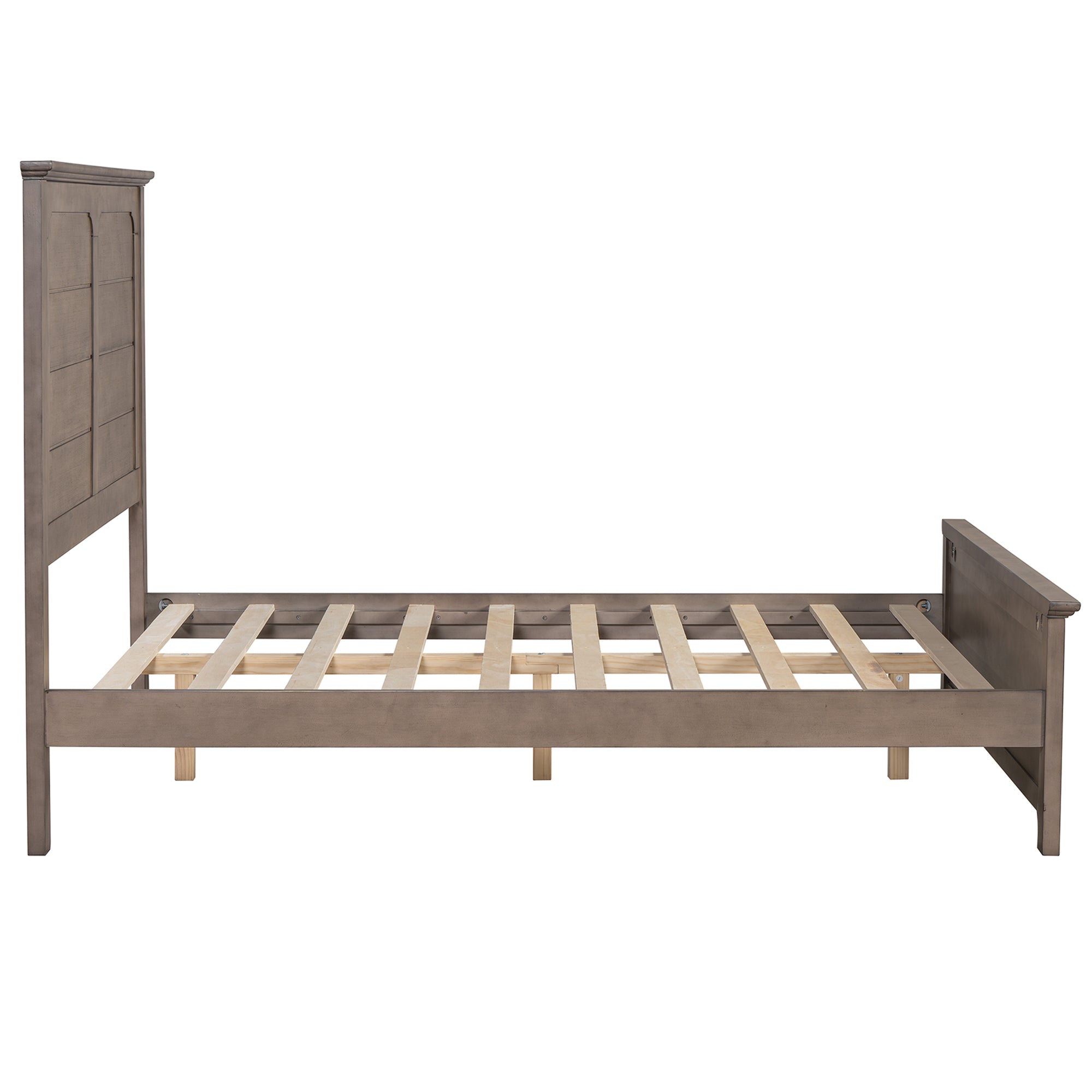 Ash Brown Full Farmhouse-Style Wooden Bed Frame