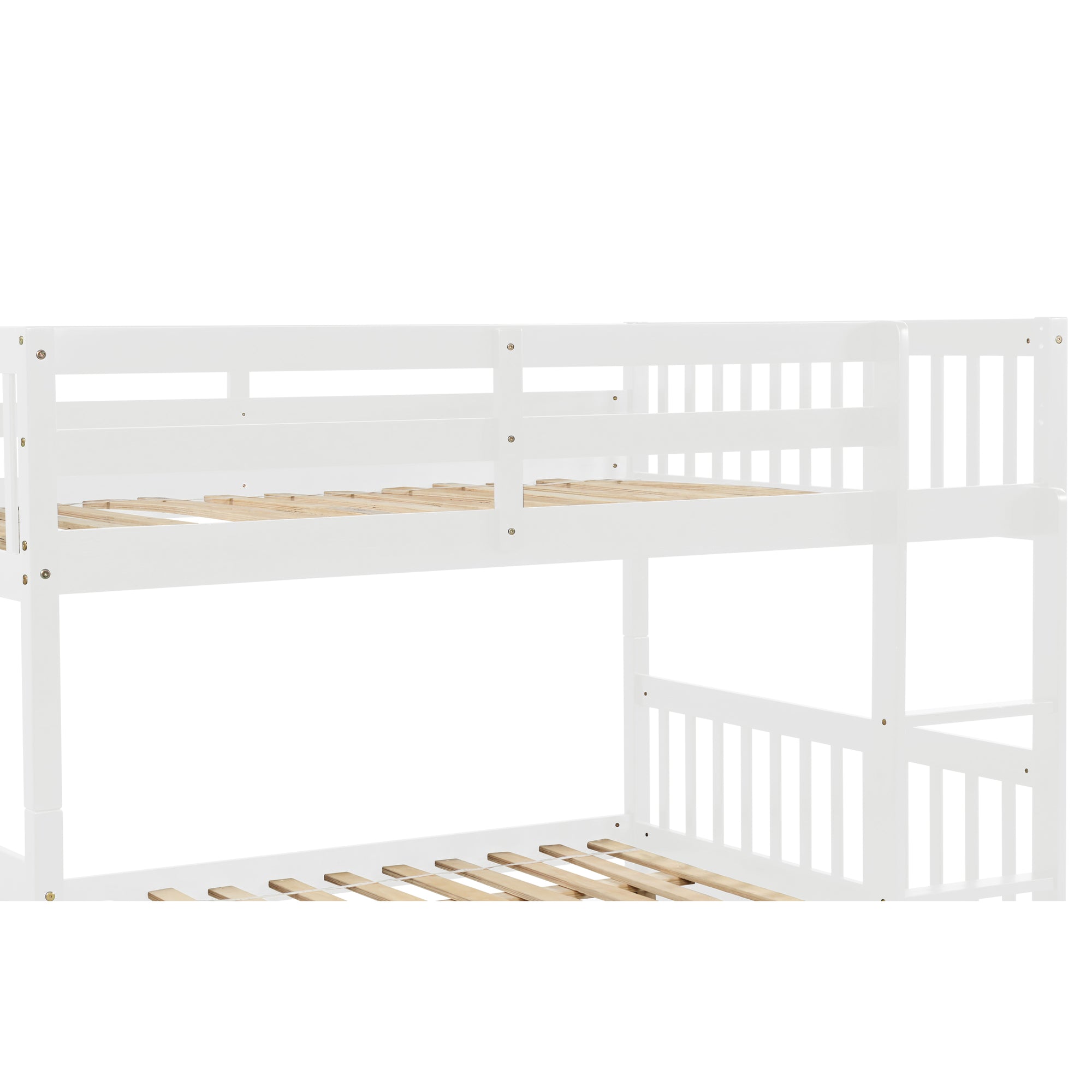 Convertible White Full Over Full Bunk Bed with Trundle