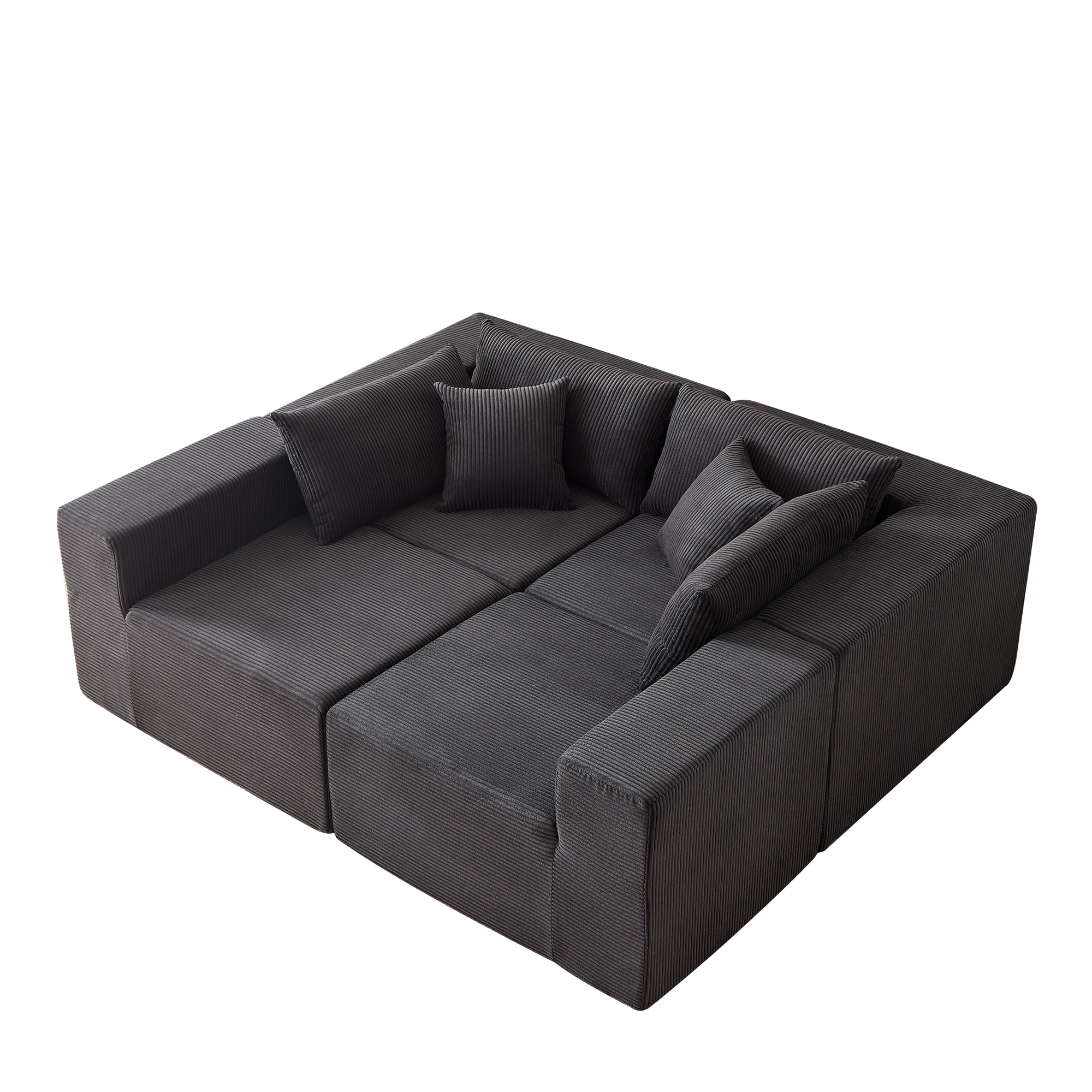 Nairobi 4-Seat Minimal Modular Sectional Sofa in Black