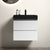 White Bathroom Vanity with Large Storage Wall Mounted Floating Design One-Piece Black Sink Basin Pre-assembled In White