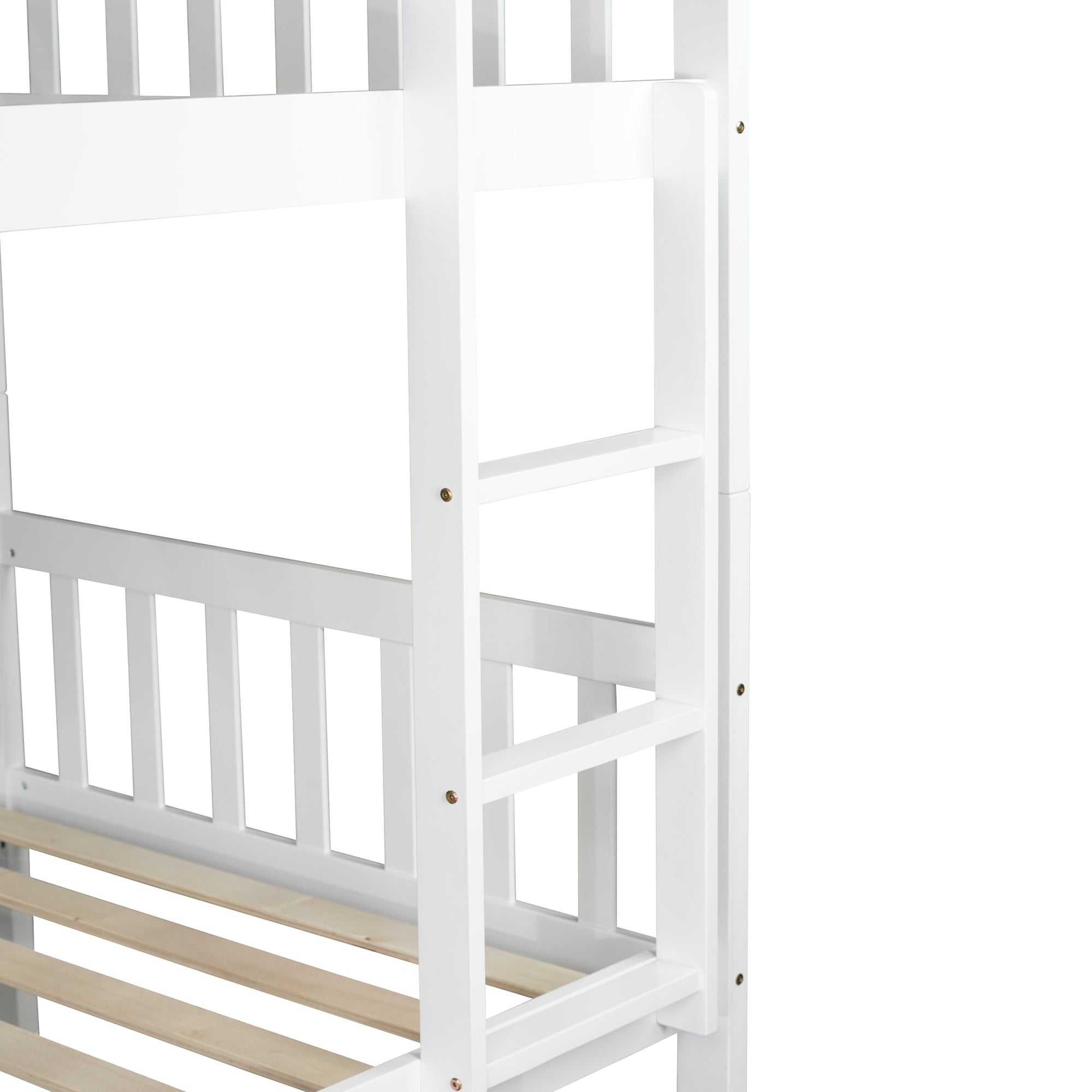 Convertible Twin Over Twin Rubber Wood Bunk Bed with Trundle