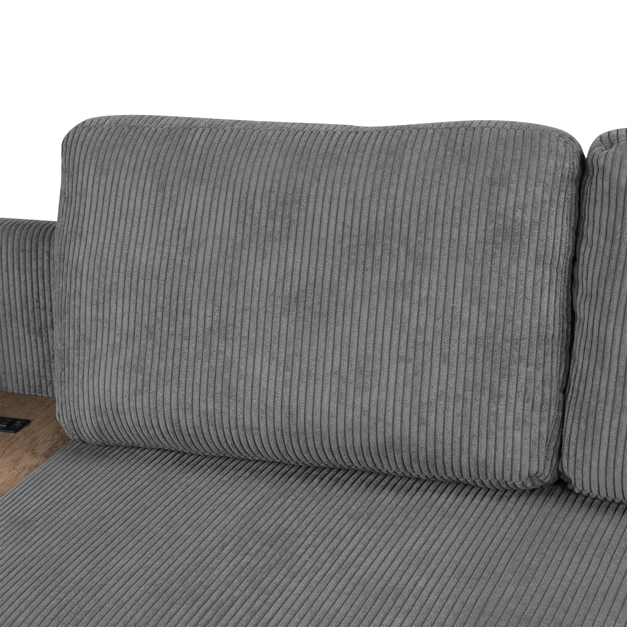 Osaka Sectional Sofa with Storage Drawer in Gray Corduroy