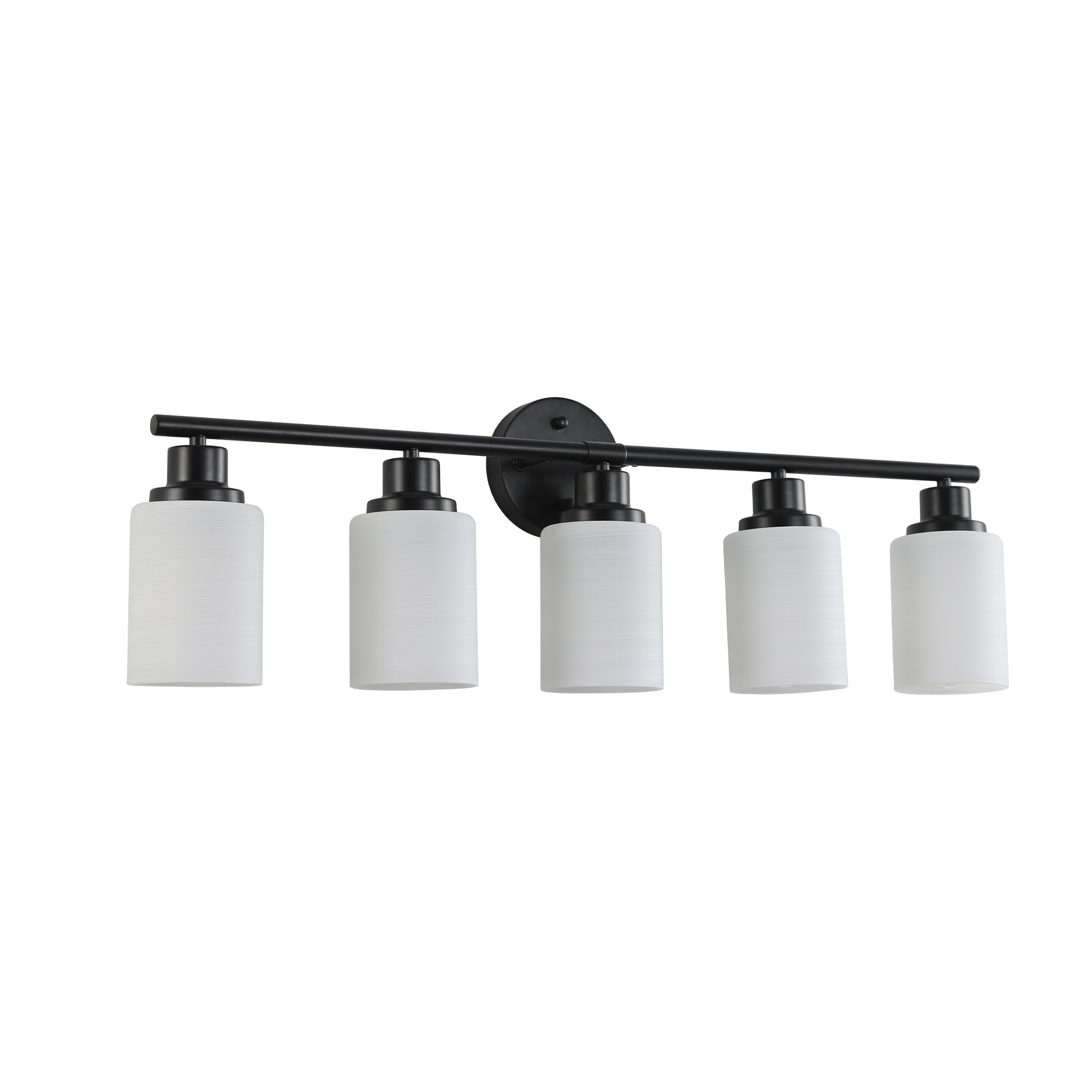 Aestin's 5-Light Vanity Light With Frosted White Glass with Black Iron Frame