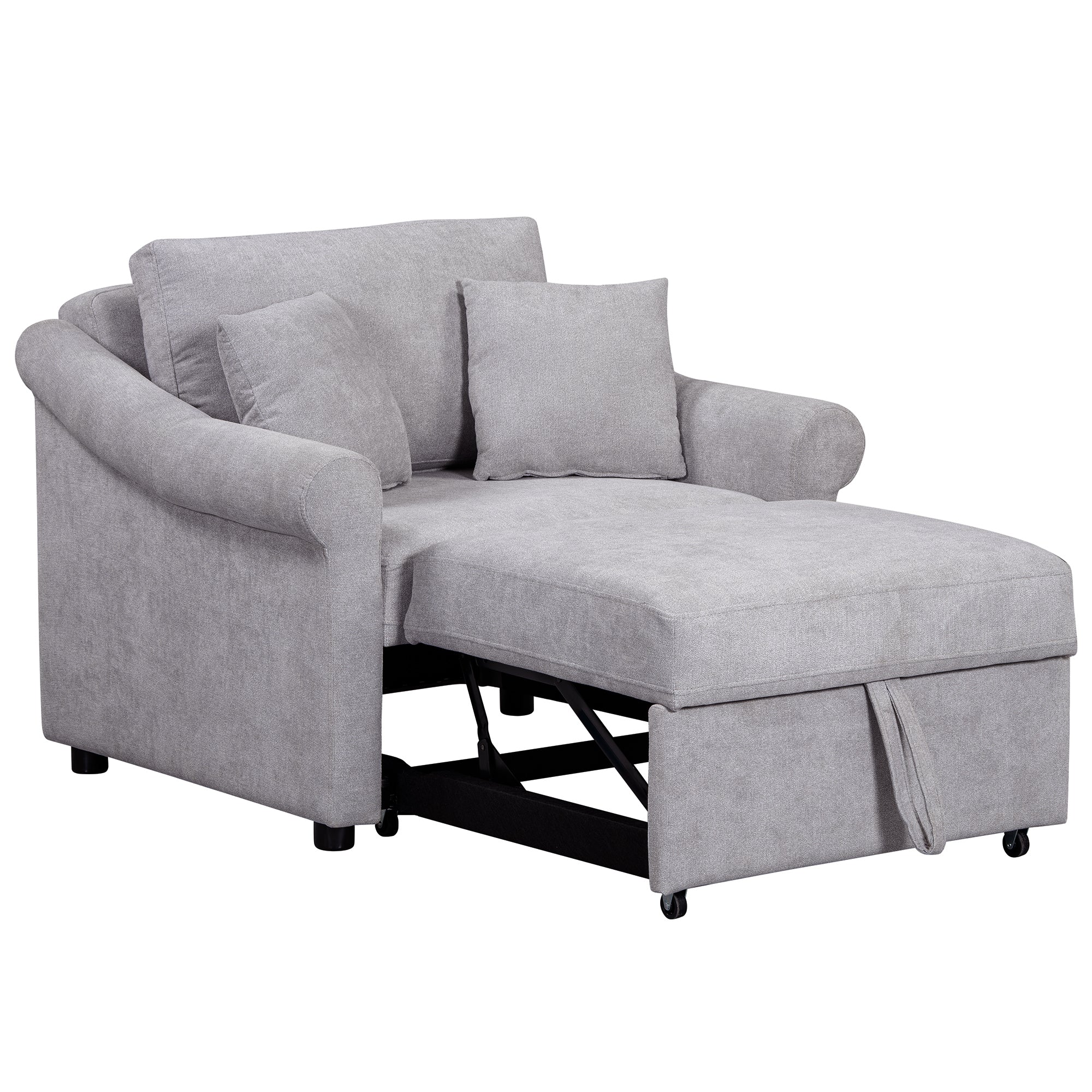 3-in-1 Gray Chenille Sleeper Chair