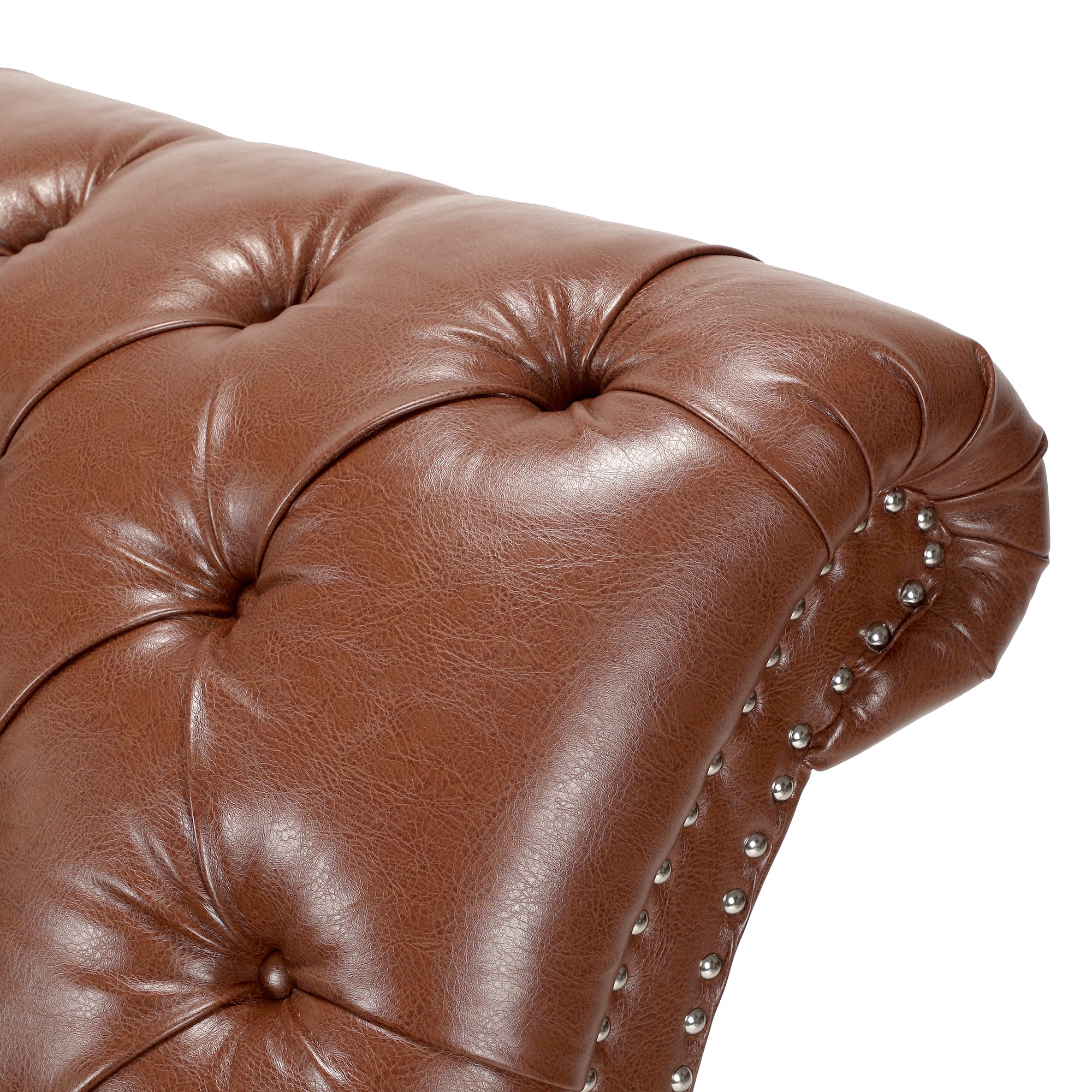 Brown Faux Tufted Armless Chaise Lounge