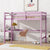 Pink Twin High Loft Bed with Built-in Desk, Rubber Wood Frame, and Safety Guardrail