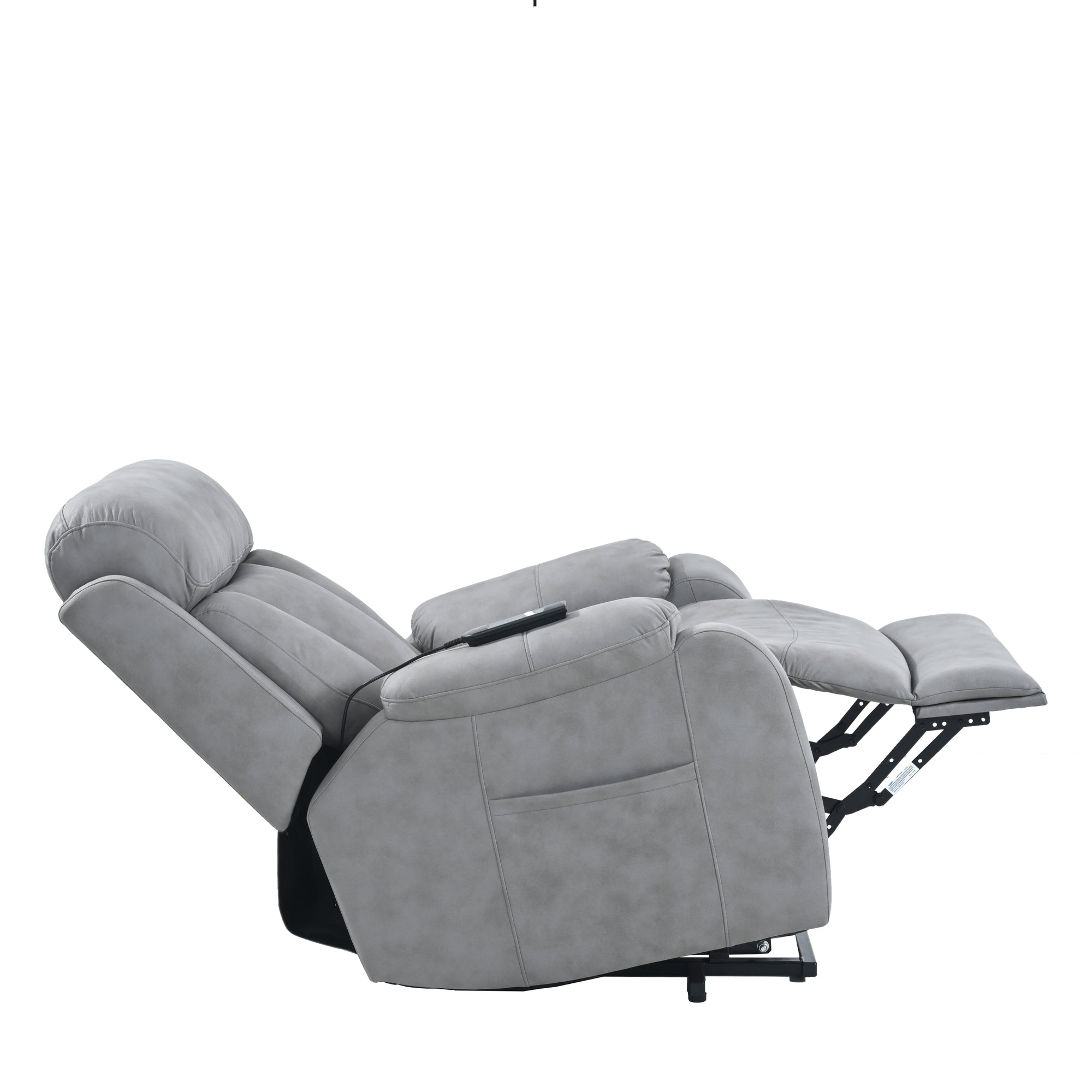 Electric Power Lift Recliner Chair for Seniors - Light Gray Fabric, Remote Control, Side Pocket, Ideal for Elderly Comfort