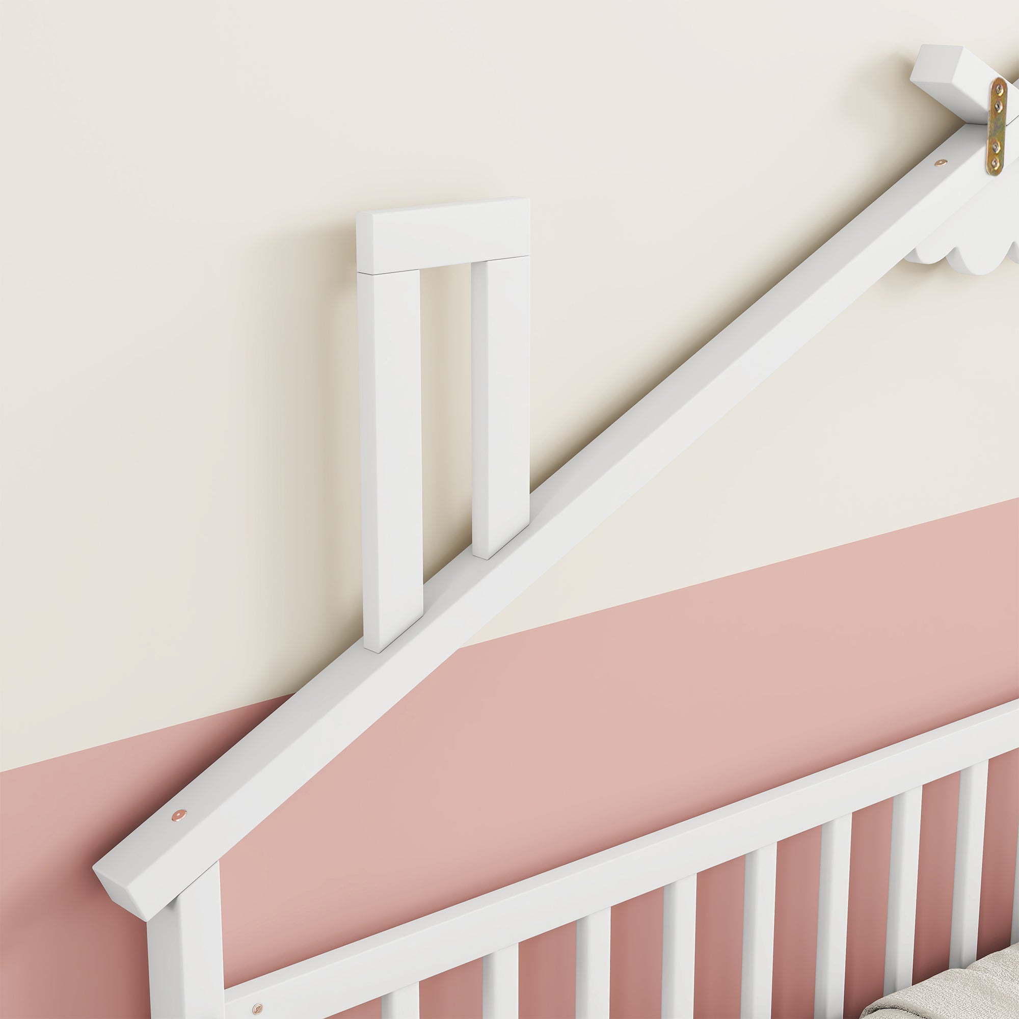 Twin House-Shaped Toddler Floor Bed with Guardrails and Slats