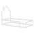 White Twin Size Wood Toddler Floor Bed with House-Shaped Headboard & Guardrails