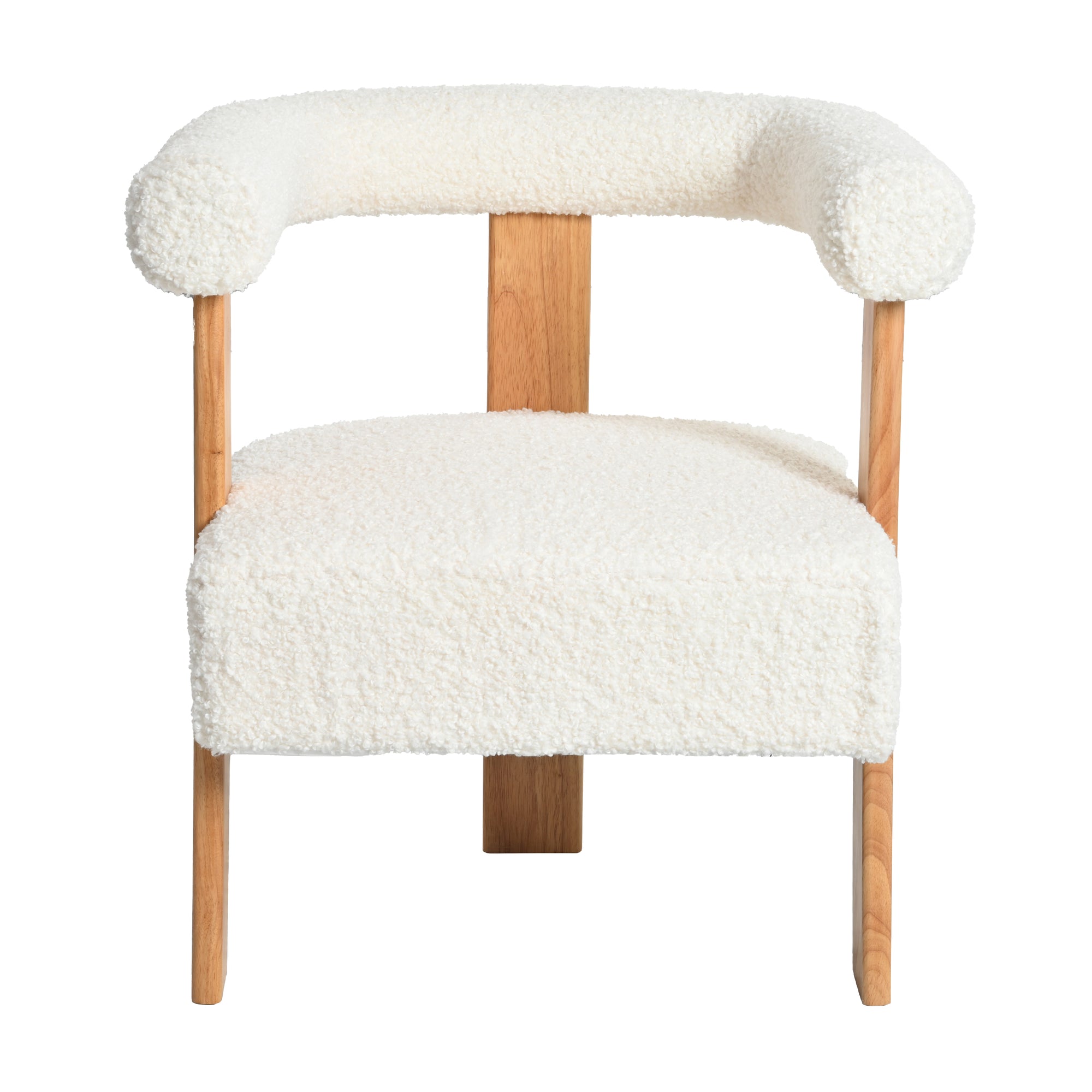 Mid-Century Modern Barrel Accent Chair In White Teddy