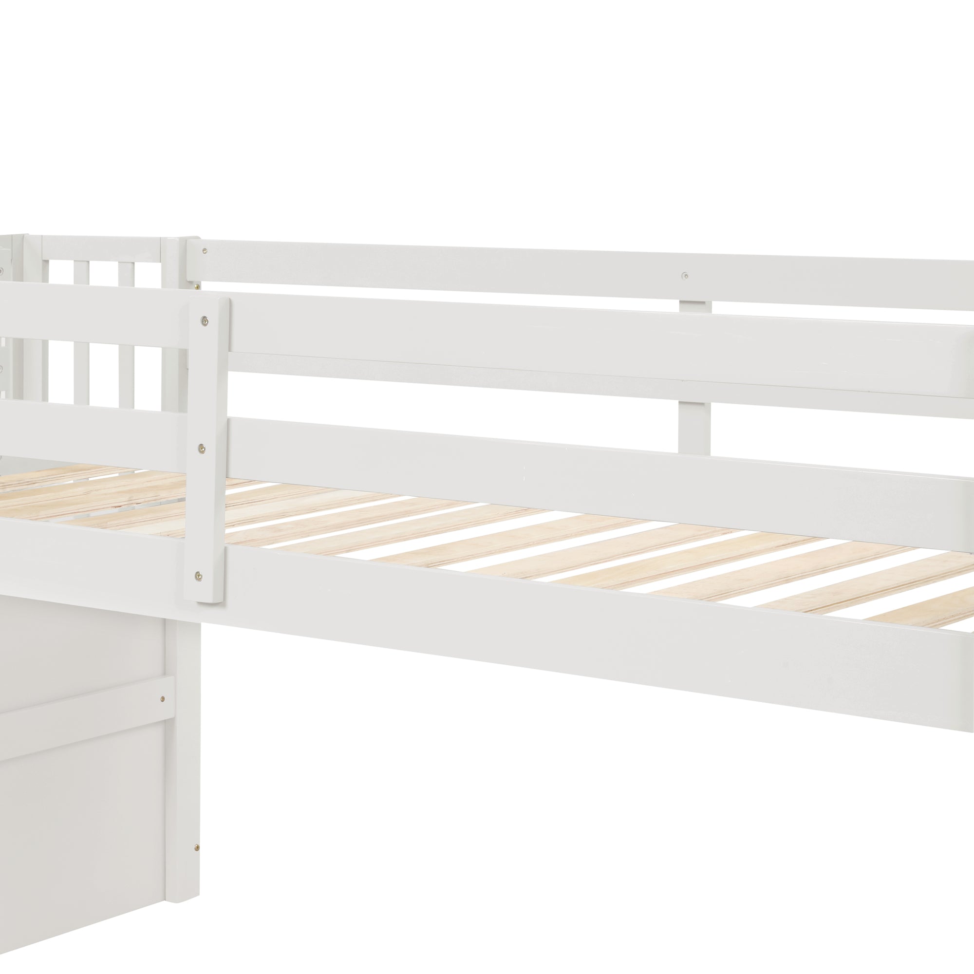 Twin Loft Bed with Staircase in White