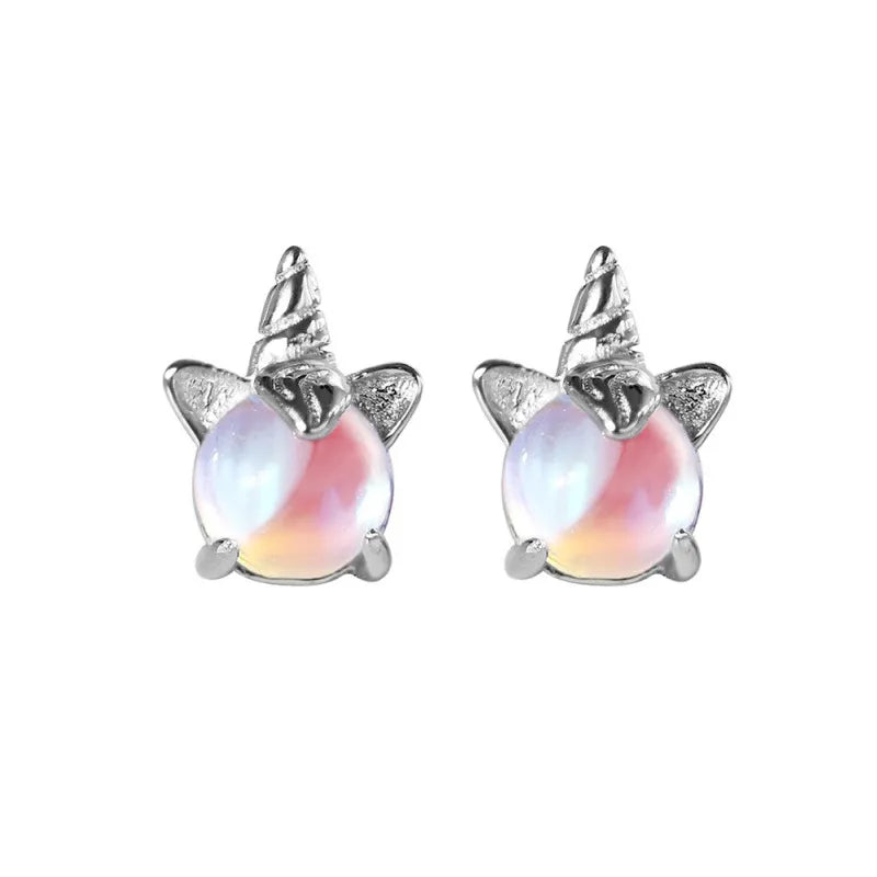 Pegah Silver Unicorn Stone Earrings