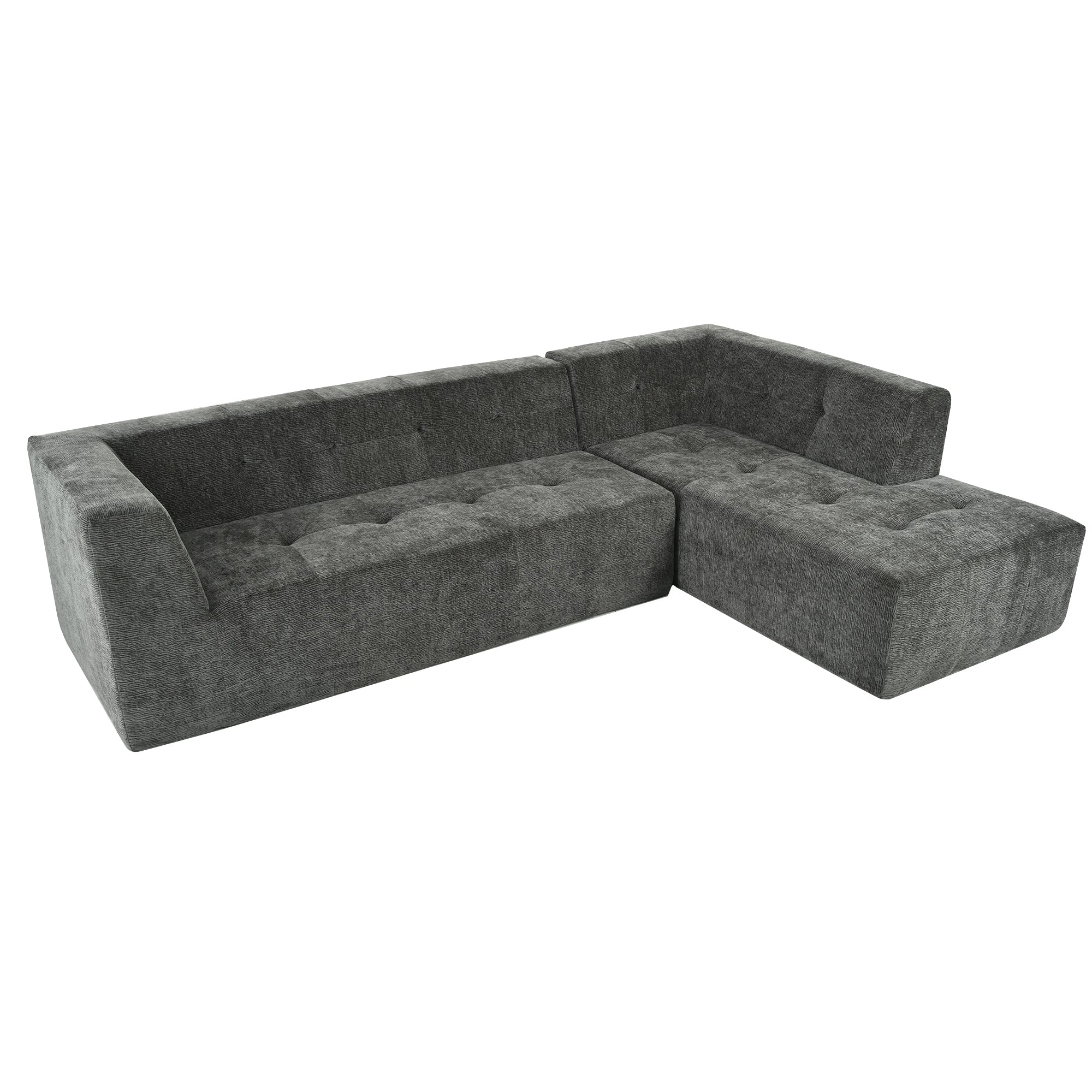 Mombasa 3-Seat Chenille Sofa in Gray