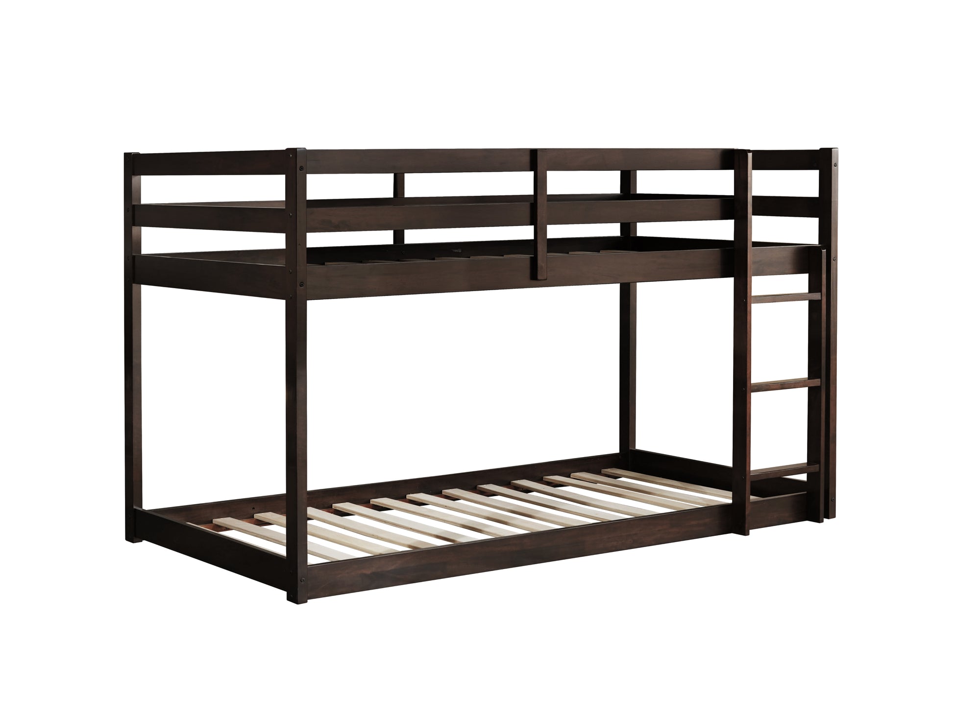 Twin Over Twin Loft Bed with Ladder in Espresso Brown