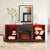 TV Stand Electric Fireplace with Glass Shelves and USB Charging In Espresso