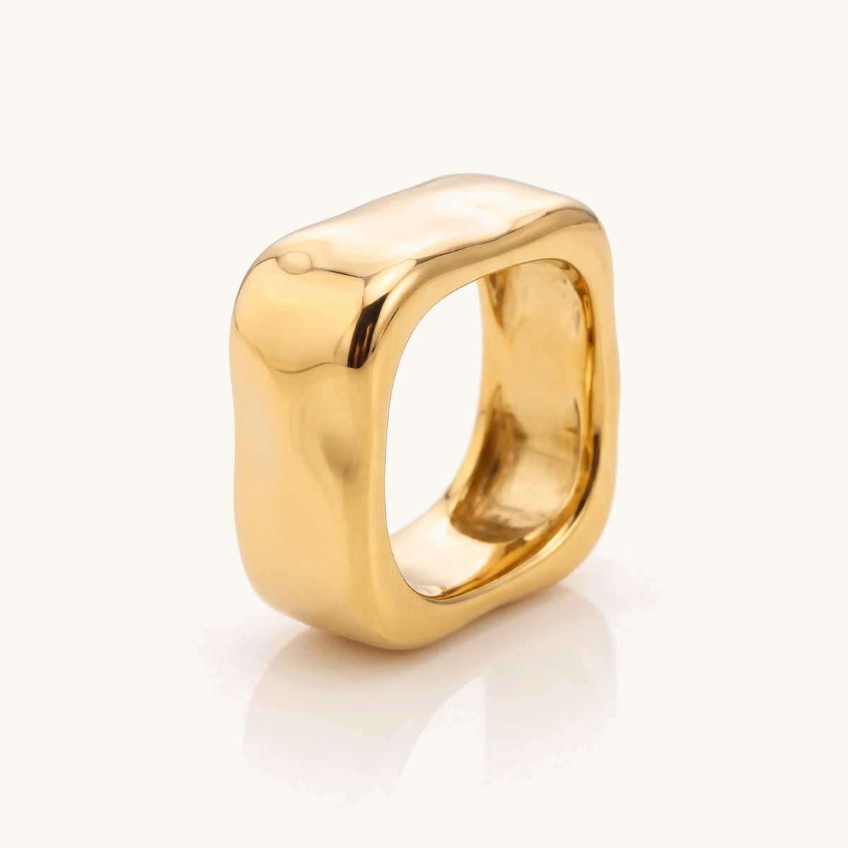 18k Textured Square Ring in gold