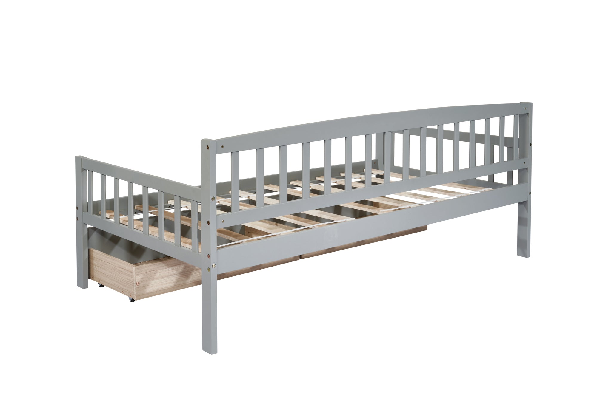 Gray Twin-Size Pine Wood Daybed with Storage Drawers, Sofa Bed Design