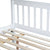 White Twin Over Full Rubber Wood Bunk Bed with Trundle, Detachable Ladder, and Guardrails